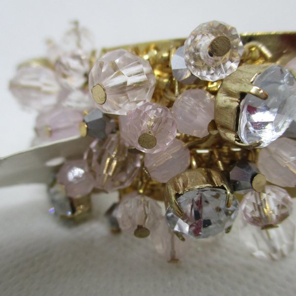 Charming Charlie Rhinestone Beaded Cuff Bracelet Large Rhinestones Pink Faceted - Picture 3 of 8
